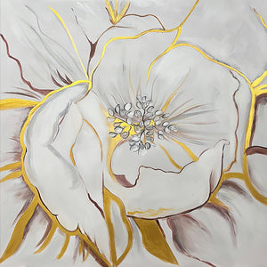 Homeroots Gilded Petal Perspective Gold Framed Oil Painting - Stunning Wall Art To Elevate Your Space Decor  Canvas 571465