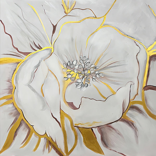 Homeroots Gilded Petal Perspective Gold Framed Oil Painting - Stunning Wall Art To Elevate Your Space Decor  Canvas 571465