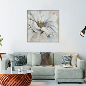 Homeroots Unveiled Gilded Oversized Floral Gold Framed Oil Painting - Stunning Wall Art For Stylish Spaces  Canvas 571467