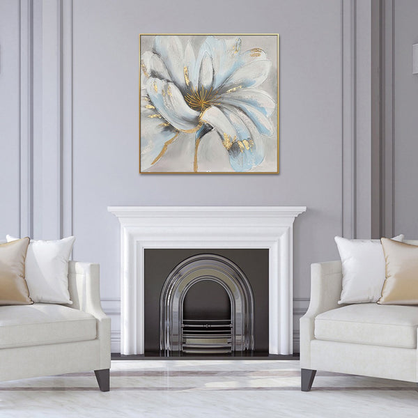 Homeroots Unveiled Gilded Oversized Floral Gold Framed Oil Painting - Stunning Wall Art For Stylish Spaces  Canvas 571467