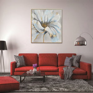 Homeroots Unveiled Gilded Oversized Floral Gold Framed Oil Painting - Stunning Wall Art For Stylish Spaces  Canvas 571467