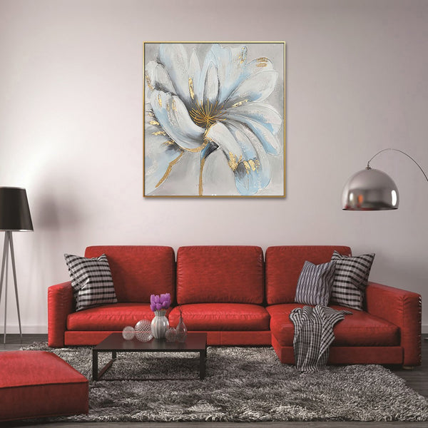 Homeroots Unveiled Gilded Oversized Floral Gold Framed Oil Painting - Stunning Wall Art For Stylish Spaces  Canvas 571467