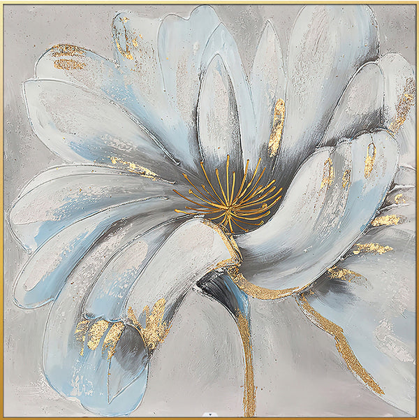 Homeroots Unveiled Gilded Oversized Floral Gold Framed Oil Painting - Stunning Wall Art For Stylish Spaces  Canvas 571467
