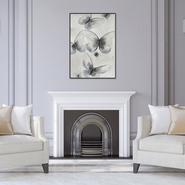 Homeroots Ethereal Butterfly Art - Stunning Black Framed Oil Painting For Unique Wall Decor Inspiration  Canvas 571471