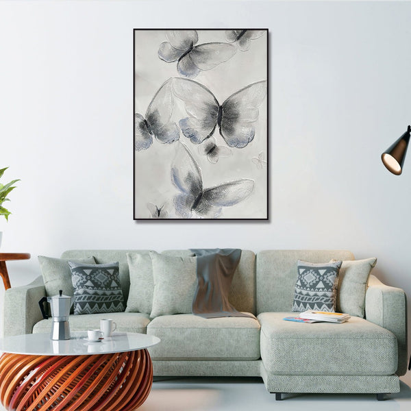 Homeroots Ethereal Butterfly Art - Stunning Black Framed Oil Painting For Unique Wall Decor Inspiration  Canvas 571472