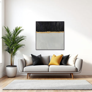 Homeroots Black Modern Abstract Oil Painting In Black Frame - Stunning Wall Art For Trendy Home Decor  Canvas 571475