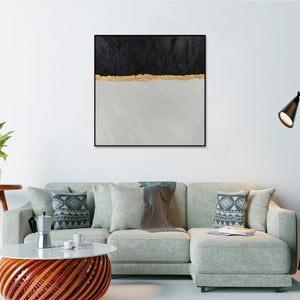 Homeroots Black Modern Abstract Oil Painting In Black Frame - Stunning Wall Art For Trendy Home Decor  Canvas 571475