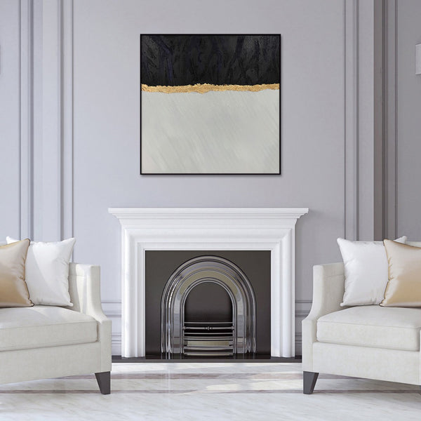 Homeroots Black Modern Abstract Oil Painting In Black Frame - Stunning Wall Art For Trendy Home Decor  Canvas 571475