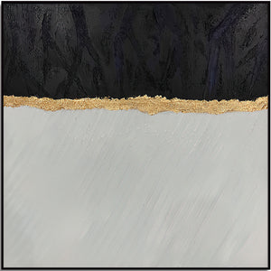 Homeroots Black Modern Abstract Oil Painting In Black Frame - Stunning Wall Art For Trendy Home Decor  Canvas 571475