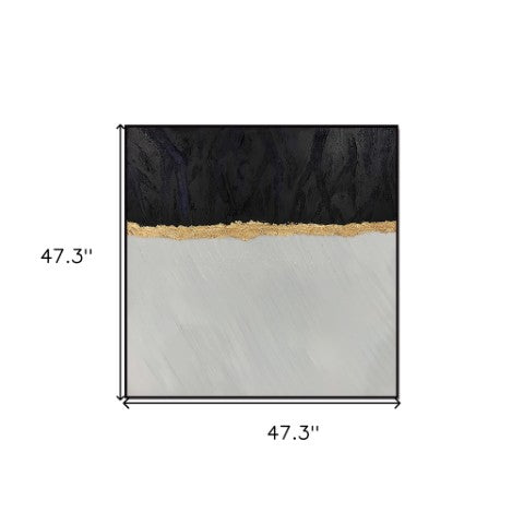 Homeroots Black Modern Abstract Oil Painting In Black Frame - Stunning Wall Art For Trendy Home Decor  Canvas 571475