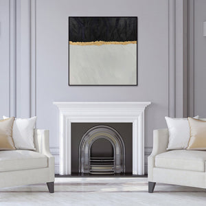 Homeroots Black Modern Abstract Oil Painting In Black Frame - Stunning Wall Art For Trendy Home Decor  Canvas 571476