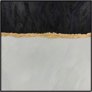 Homeroots Black Modern Abstract Oil Painting In Black Frame - Stunning Wall Art For Trendy Home Decor  Canvas 571476