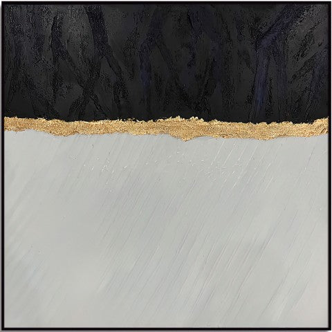 Homeroots Black Modern Abstract Oil Painting In Black Frame - Stunning Wall Art For Trendy Home Decor  Canvas 571476