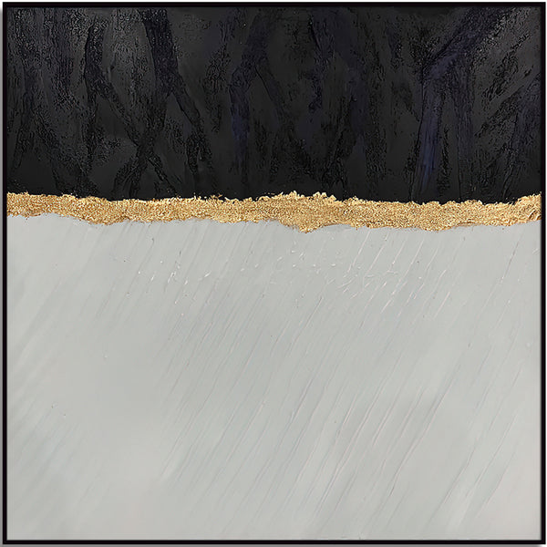 Homeroots Black Modern Abstract Oil Painting In Black Frame - Stunning Wall Art For Trendy Home Decor  Canvas 571476