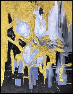 Homeroots Black Abstract Gilded Oil Painting - Elegant Framed Wall Art To Elevate Your Home Décor Stylishly  Canvas 571478