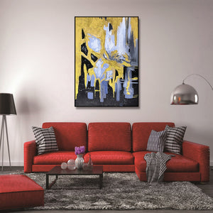 Homeroots Black Abstract Gilded Oil Painting - Elegant Framed Wall Art To Elevate Your Home Décor Stylishly  Canvas 571478