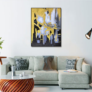 Homeroots Black Abstract Gilded Oil Painting - Elegant Framed Wall Art To Elevate Your Home Décor Stylishly  Canvas 571478
