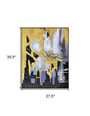 Homeroots Black Abstract Gilded Oil Painting - Elegant Framed Wall Art To Elevate Your Home Décor Stylishly  Canvas 571478