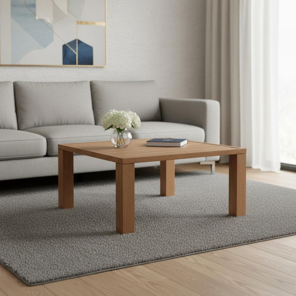 HomeRoots 32" Natural Aluminum Square Coffee Table - Modern Design, Versatile Accent for Any Room Decor 571479