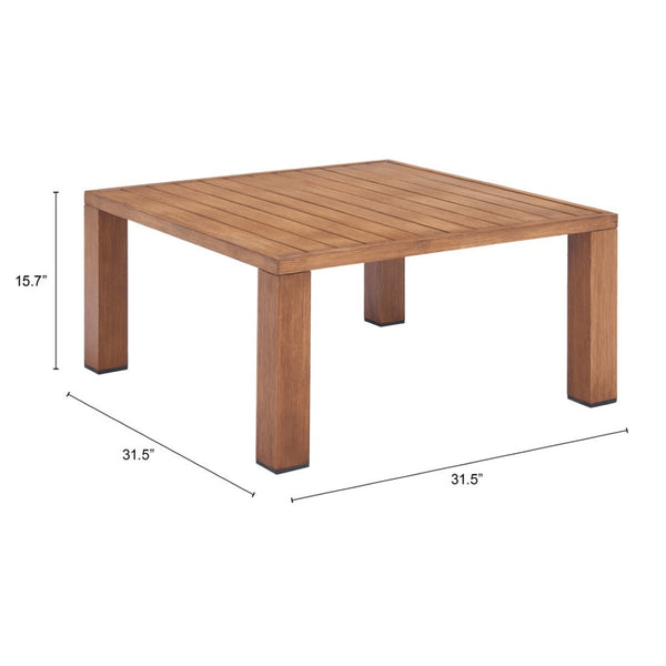 HomeRoots 32" Natural Aluminum Square Coffee Table - Modern Design, Versatile Accent for Any Room Decor 571479