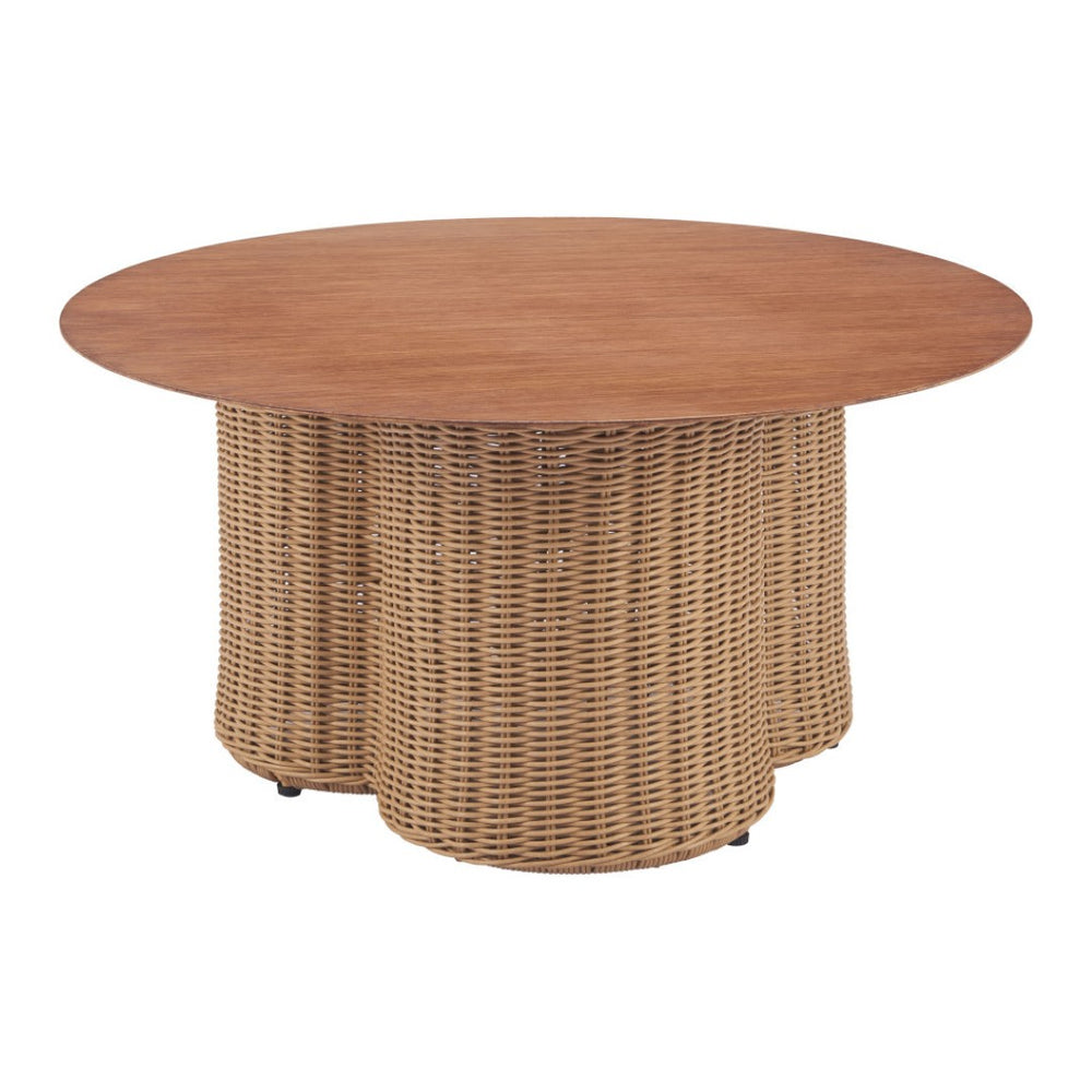 HomeRoots 32" Natural Aluminum Round Coffee Table - Modern Design, Lightweight & Versatile for Any Space 571480