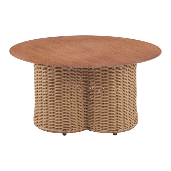 HomeRoots 32" Natural Aluminum Round Coffee Table - Modern Design, Lightweight & Versatile for Any Space 571480