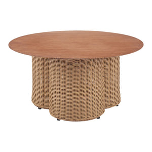 HomeRoots 32" Natural Aluminum Round Coffee Table - Modern Design, Lightweight & Versatile for Any Space 571480