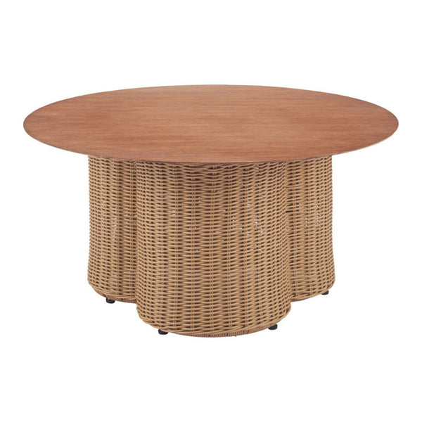 HomeRoots 32" Natural Aluminum Round Coffee Table - Modern Design, Lightweight & Versatile for Any Space 571480