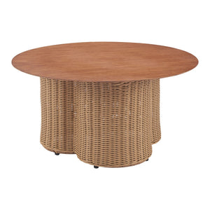 HomeRoots 32" Natural Aluminum Round Coffee Table - Modern Design, Lightweight & Versatile for Any Space 571480