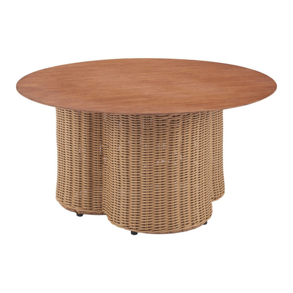 HomeRoots 32" Natural Aluminum Round Coffee Table - Modern Design, Lightweight & Versatile for Any Space 571480