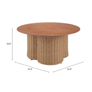 HomeRoots 32" Natural Aluminum Round Coffee Table - Modern Design, Lightweight & Versatile for Any Space 571480