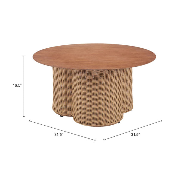 HomeRoots 32" Natural Aluminum Round Coffee Table - Modern Design, Lightweight & Versatile for Any Space 571480