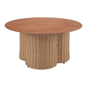 HomeRoots 32" Natural Aluminum Round Coffee Table - Modern Design, Lightweight & Versatile for Any Space 571480
