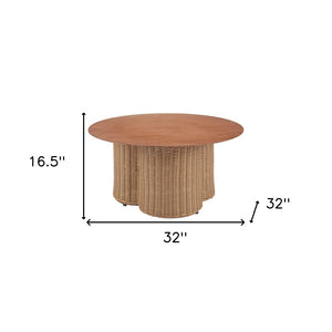 HomeRoots 32" Natural Aluminum Round Coffee Table - Modern Design, Lightweight & Versatile for Any Space 571480