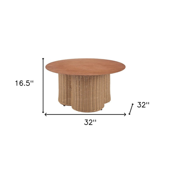 HomeRoots 32" Natural Aluminum Round Coffee Table - Modern Design, Lightweight & Versatile for Any Space 571480