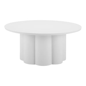 HomeRoots 34" White Rounded Aluminum Outdoor Coffee Table - Modern, Weather-Resistant Design for Patio & Indoors 571481