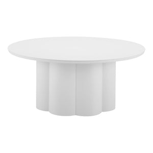 HomeRoots 34" White Rounded Aluminum Outdoor Coffee Table - Modern, Weather-Resistant Design for Patio & Indoors 571481