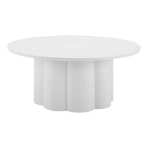 HomeRoots 34" White Rounded Aluminum Outdoor Coffee Table - Modern, Weather-Resistant Design for Patio & Indoors 571481