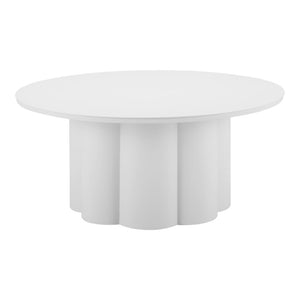 HomeRoots 34" White Rounded Aluminum Outdoor Coffee Table - Modern, Weather-Resistant Design for Patio & Indoors 571481