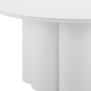 HomeRoots 34" White Rounded Aluminum Outdoor Coffee Table - Modern, Weather-Resistant Design for Patio & Indoors 571481