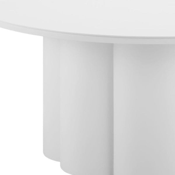 HomeRoots 34" White Rounded Aluminum Outdoor Coffee Table - Modern, Weather-Resistant Design for Patio & Indoors 571481