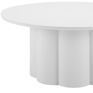 HomeRoots 34" White Rounded Aluminum Outdoor Coffee Table - Modern, Weather-Resistant Design for Patio & Indoors 571481