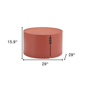 HomeRoots 29" Terra Cotta Rounded Aluminum Coffee Table - Stylish, Lightweight, Durable for Indoor & Outdoor Use 571482