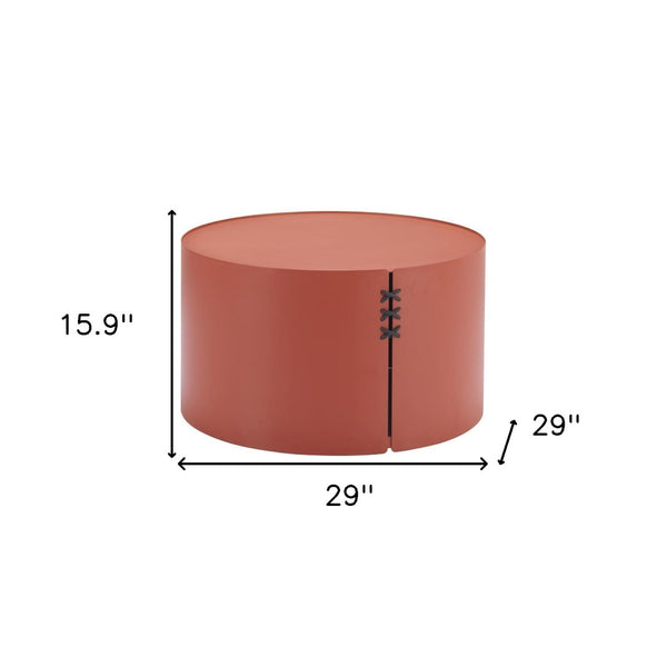 HomeRoots 29" Terra Cotta Rounded Aluminum Coffee Table - Stylish, Lightweight, Durable for Indoor & Outdoor Use 571482