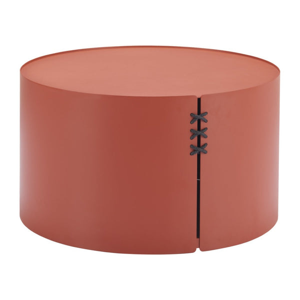 HomeRoots 29" Terra Cotta Rounded Aluminum Coffee Table - Stylish, Lightweight, Durable for Indoor & Outdoor Use 571482