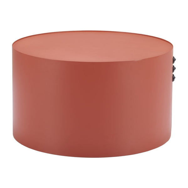 HomeRoots 29" Terra Cotta Rounded Aluminum Coffee Table - Stylish, Lightweight, Durable for Indoor & Outdoor Use 571482