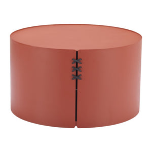 HomeRoots 29" Terra Cotta Rounded Aluminum Coffee Table - Stylish, Lightweight, Durable for Indoor & Outdoor Use 571482