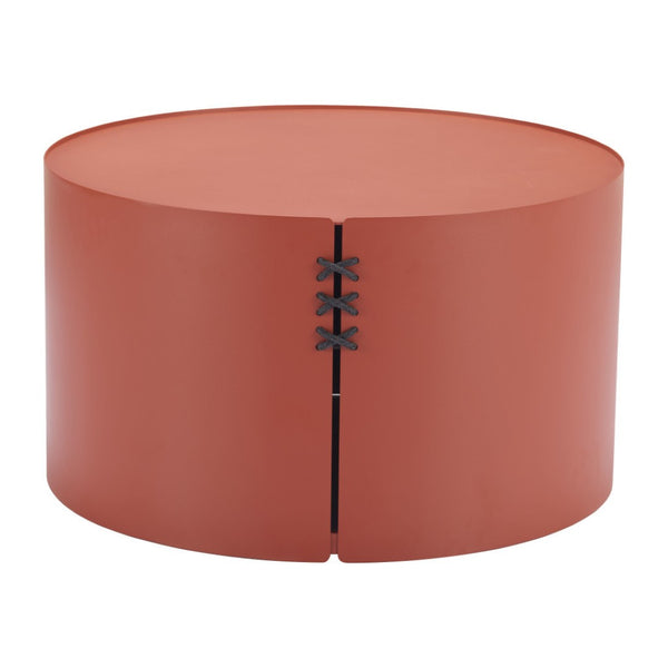 HomeRoots 29" Terra Cotta Rounded Aluminum Coffee Table - Stylish, Lightweight, Durable for Indoor & Outdoor Use 571482