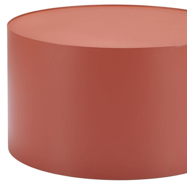 HomeRoots 29" Terra Cotta Rounded Aluminum Coffee Table - Stylish, Lightweight, Durable for Indoor & Outdoor Use 571482