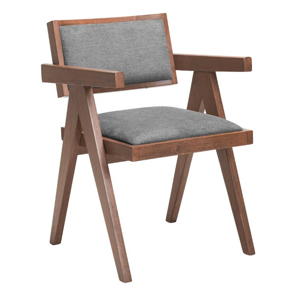 Set of Two Open Back Upholstered Dining Arm Chairs with Stylish Frame for Elegant Rooms